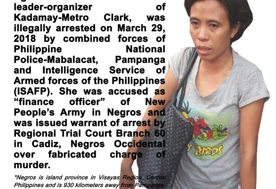 Labor Rights Group Condemns Illegal Arrest of Urban Poor Organizer Ruby Lacadman
